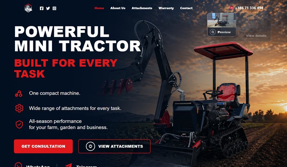Mini Tractor — промо-сайт